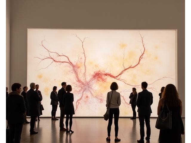 Modern art installation in a brightly lit gallery space