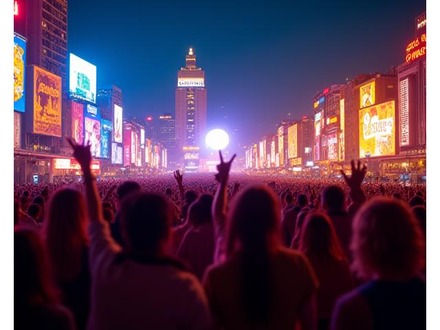 Diverse crowd celebrating at a vibrant cultural festival