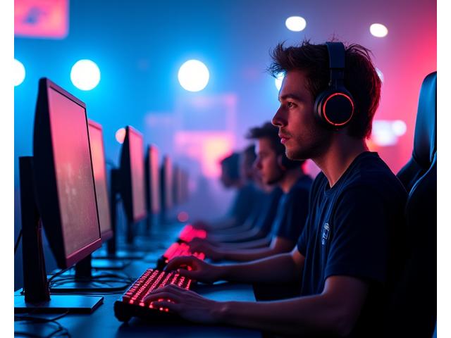 Professional Australian esports team competing in a brightly lit arena