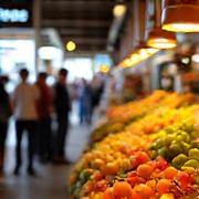 Busy fresh food market in Melbourne