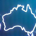 Stylized outline map of Australia