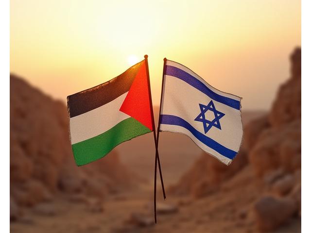 Palestinian and Israeli flags intertwined