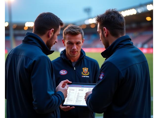 AFL coaches in discussion during a match