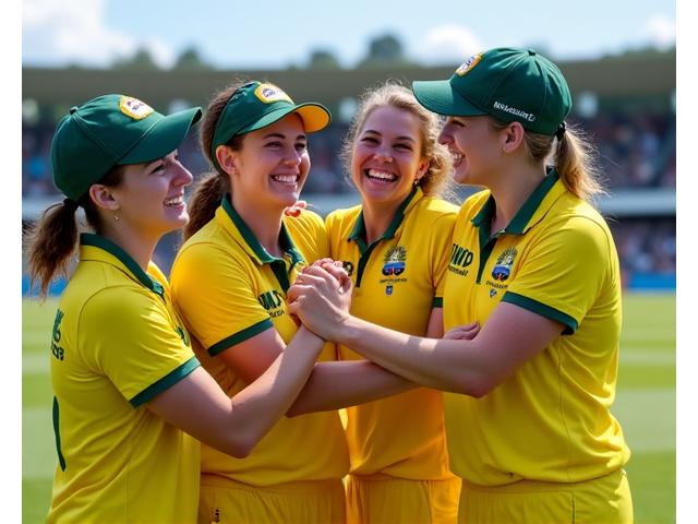 Australian women's cricket team celebrating