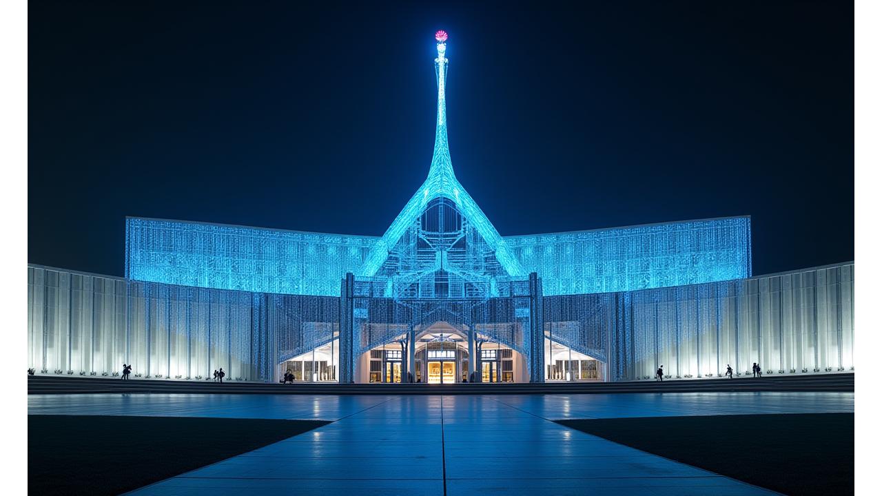 Australian Parliament House facade with a subtle overlay of digital code and network lines, symbolizing tech policy.