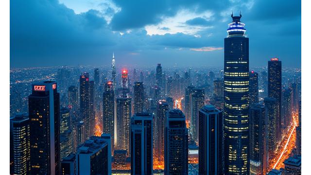 Skyline of a bustling Asian city at dusk, representing Asia-Pacific news